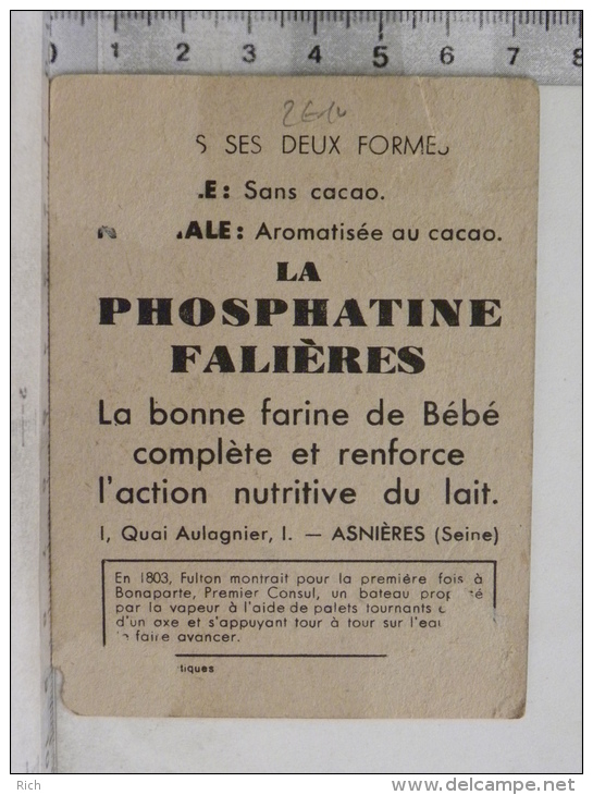 Chromo Image  - La Phosphatine Falières - Farine - 9 Fulton Fait Marcher Devant Napoléon Le Premier Bateau à Vapeur - Autres & Non Classés