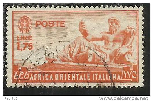 AFRICA ORIENTALE ITALIANA EASTERN ITALIAN AOI 1938 SOGGETTI VARI LIRE 1,75 USATO USED - Afrique Orientale Italienne