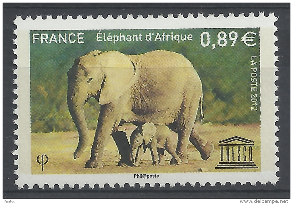 France, Official Stamp, UNESCO, African Eephant,  2012, MNH VF - Mint/Hinged