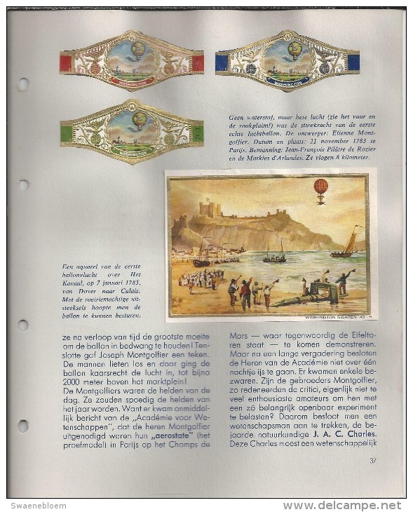 NL.- Boek - De Geschiedenis Van De Luchtvaart. Uitgave Van De Sigarenfabriek N.V. Washington. 5 Scans. - Sigarenbandjes