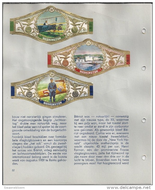 NL.- Boek - De Geschiedenis Van De Luchtvaart. Uitgave Van De Sigarenfabriek N.V. Washington. 5 Scans. - Sigarenbandjes