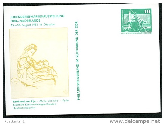 DDR PP16 D2/020 Privat-Postkarte REMBRANDT KUNSTAUSSTELLUNG Dresden 1981 - Privatpostkarten - Ungebraucht