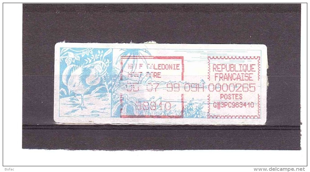 (Cagou Vignette à La Date Du 30/07/99) *NOUVELLE CALEDONIE*  25/09/110 - Timbres De Distributeurs