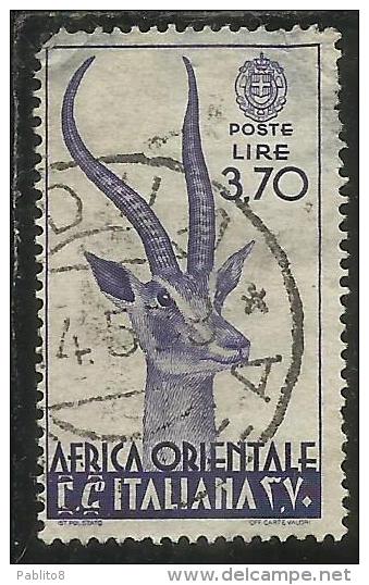 AFRICA ORIENTALE ITALIANA EASTERN ITALIAN AOI 1938 SOGGETTI VARI LIRE 3,70 USATO USED - Italian Eastern Africa