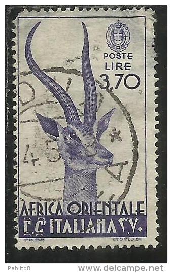 AFRICA ORIENTALE ITALIANA EASTERN ITALIAN AOI 1938 SOGGETTI VARI LIRE 3,70 USATO USED - Italian Eastern Africa