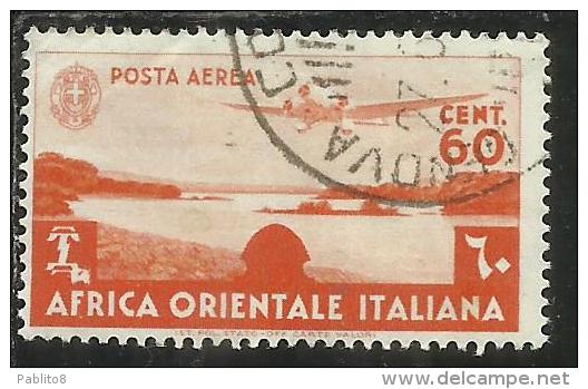 AFRICA ORIENTALE ITALIANA EASTERN ITALIAN AOI 1938 SOGGETTI VARI POSTA AEREA AIR MAIL CENT. 60 USATO USED - Italian Eastern Africa