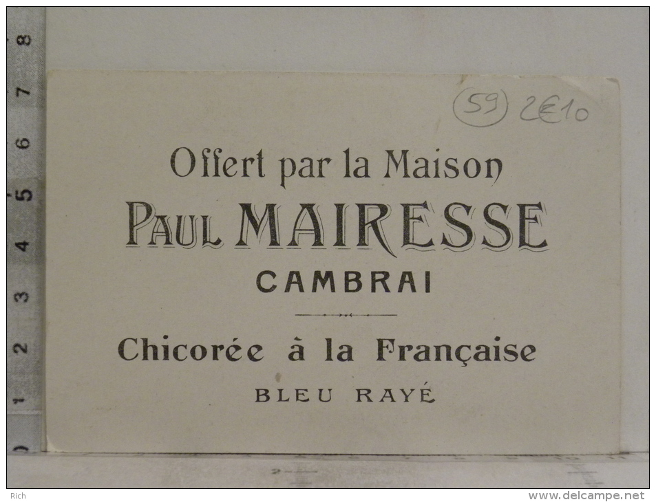 Chromo Chicorée Paul Mairesse Cambrai Bleu Rayé - Temps Primitifs - Traineau - Attelage Boeufs - Tea & Coffee Manufacturers