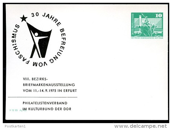 DDR PP16 D2/022 Privat-Postkarte BEFREIUNG VOM FASCHISMUS Erfurt 1975 - Privatpostkarten - Ungebraucht