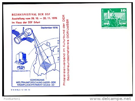 SPACE RESEARCH SOYUZ-22 Erfurt 1976 East German STO Postal Card PP16 D2/023b NGK 3,00 € - Other & Unclassified