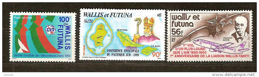 Wallis Et Futuna  1988 1990  Yvertn° PA 162, 163  Et 168 *** MNH Cote 7,95 Euro - Neufs