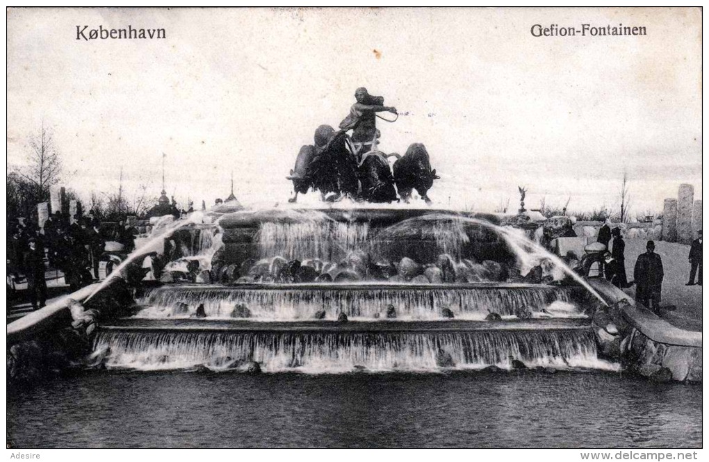 KOBENHAVN Gefion Fontainen 1912 Seltene 4 Farben Frankierung - Dänemark