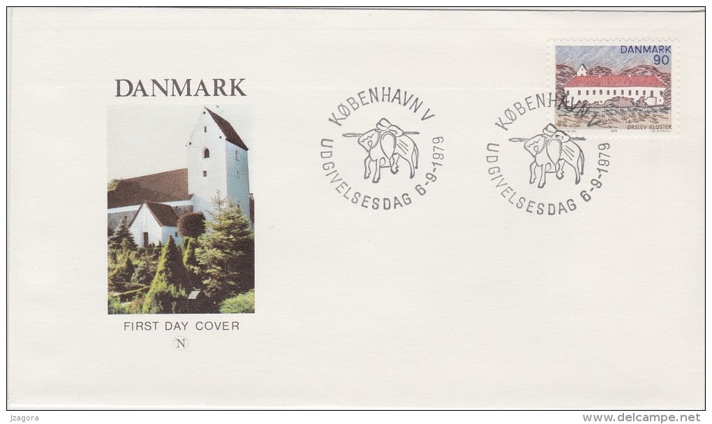 ARCHITECTURE - ORSLEV MONASTERY - DENMARK 1979 FDC  RELIGION  Slania Engraved Stamp - Abbayes & Monastères