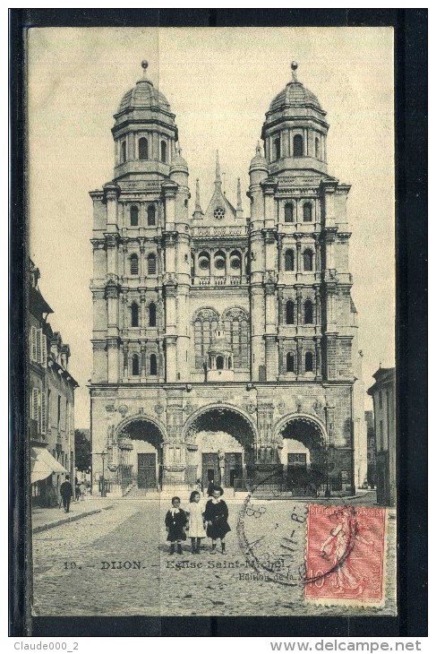 CPA . DIJON . Eglise Saint Michel , Carte Trés Animée . Voir Recto - Verso  (S982) - Dijon