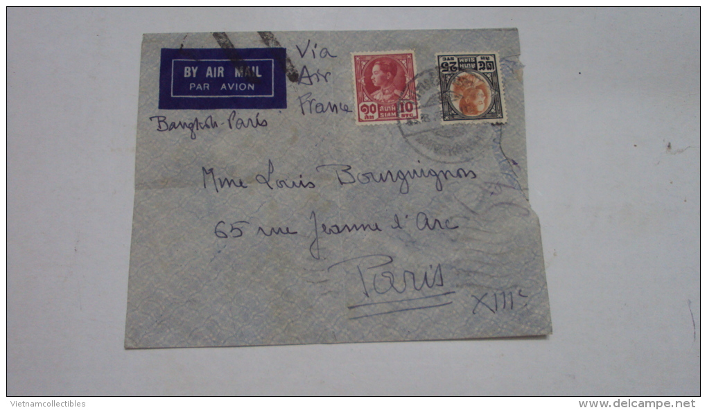 Siam Thailand Used Cover Sent To France 1935 / 02 Images - Siam