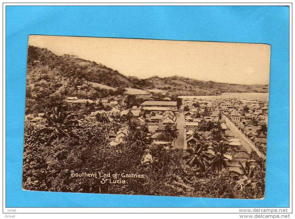 Sainte Lucia-southern End Of Cashies -beau Plan De La Ville- La-mer Et La Cocotiers -années 1910-20 - Saint Lucia