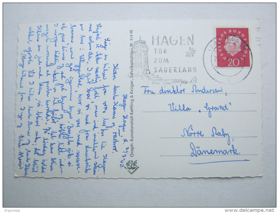 HAGEN HASPE  , Zeche ,  Karte  1960 , Mit Marke + Stempel                   2 Scans - Hagen