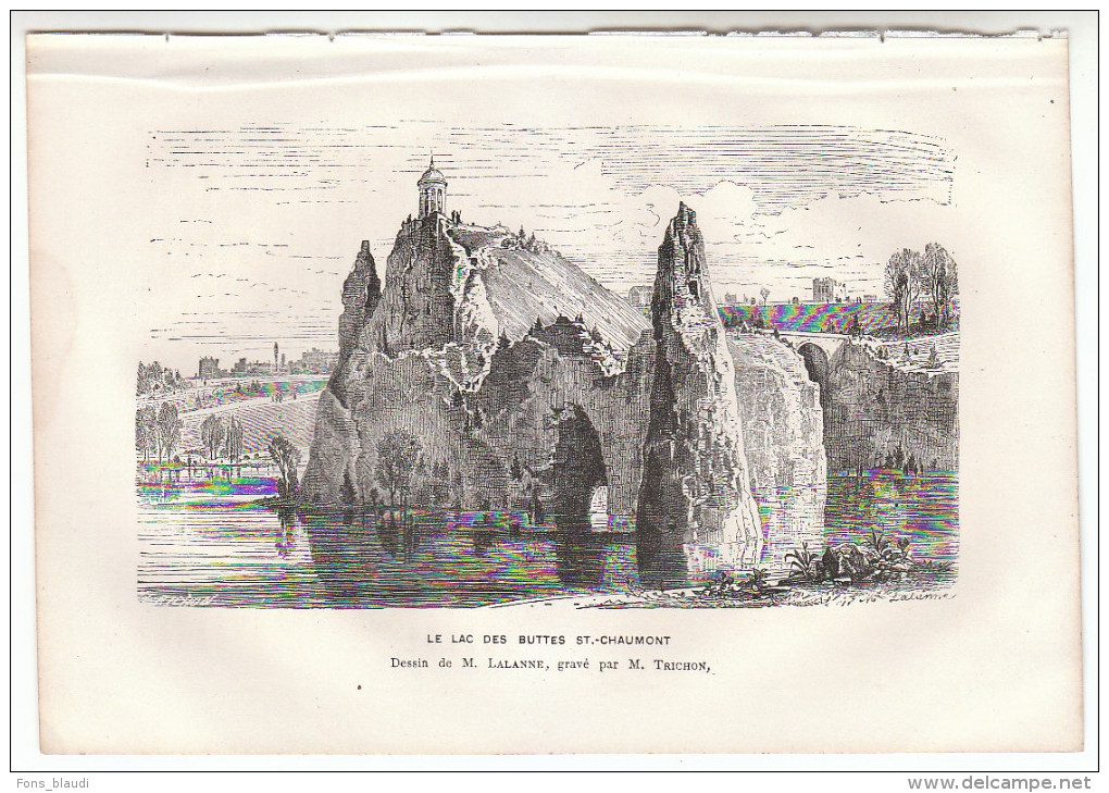 1867 - Gravure Sur Bois - Le Lac Du Parc Des Buttes-Chaumont à Paris 19ème - FRANCO DE PORT - Estampes & Gravures