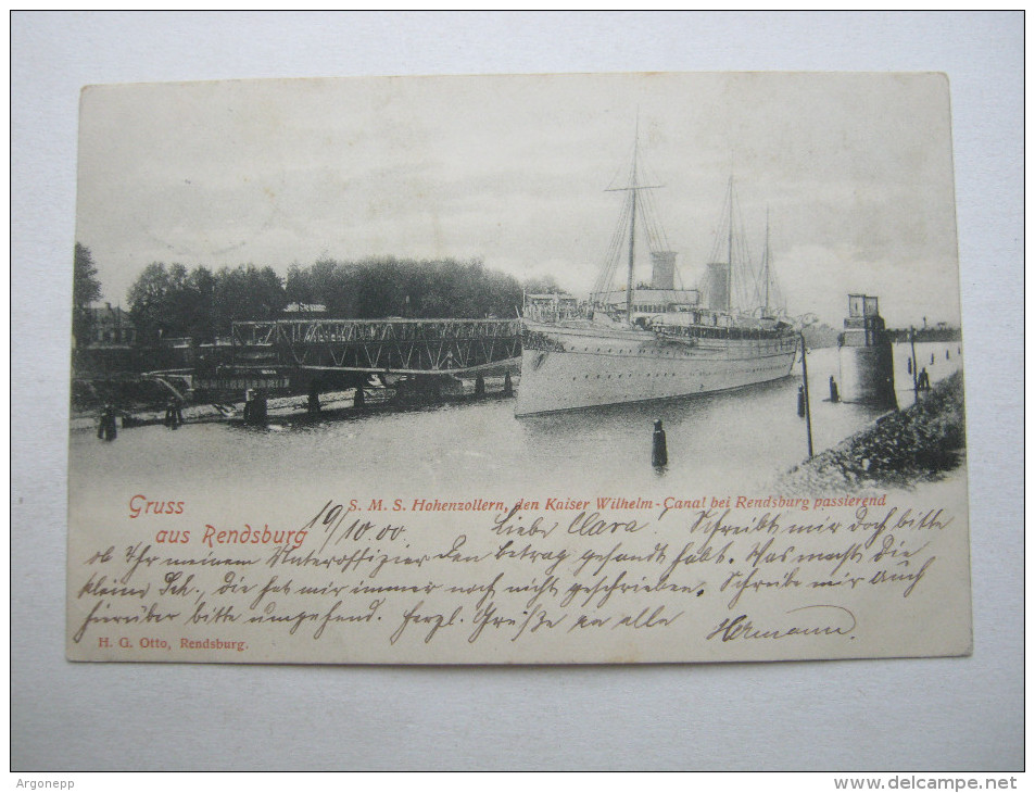 RENDSBURG   , Schöne Karte    Um 1900 ,  Mit Marke + Stempel                         , 2 Scans - Rendsburg