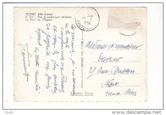 Carte 1950 PESMES / VUE PANORAMIQUE AERIENNE - Pesmes