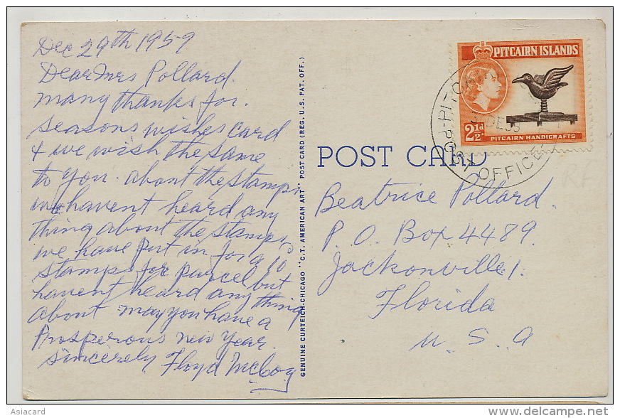 Pitcairn Island " Adams Town "  P. Used Stamped From Pitcairn 1959 - Pitcairneilanden