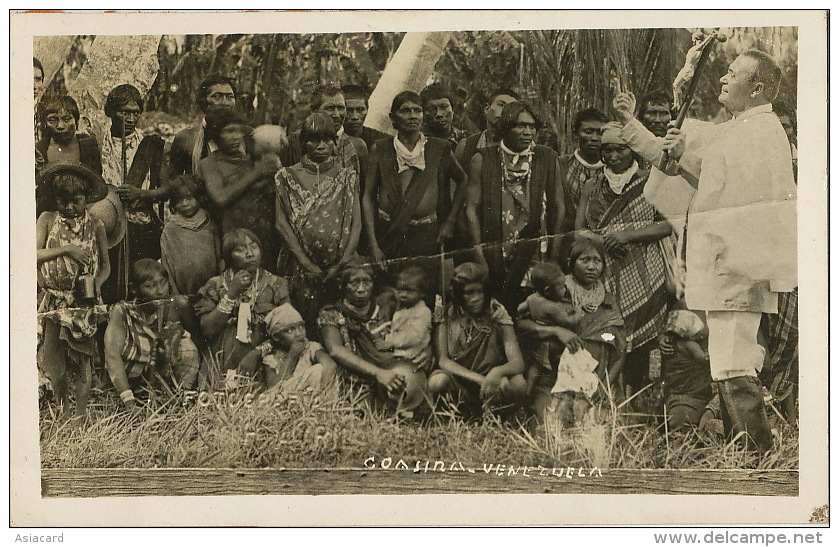 Real Photo  Coasina Venezuela Indians Evangelization Priest With Christ - Venezuela