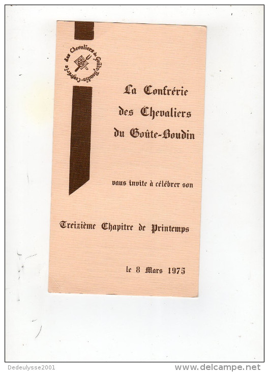 Nov14  66377    Menu   La Confrérie Des Chevaliers Du Goûte Boudin   Mortagne - Menus