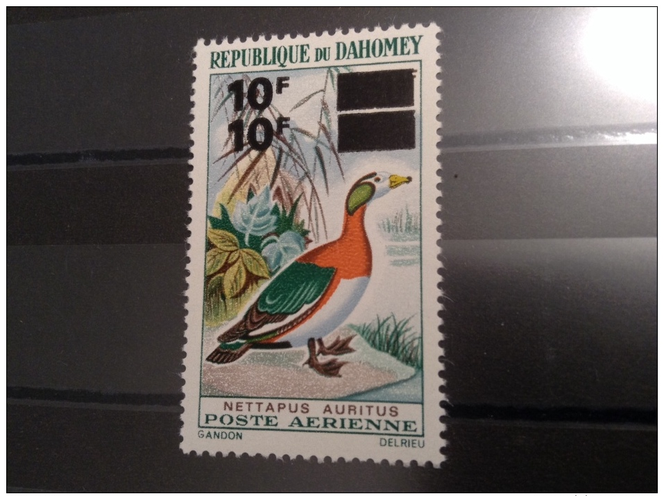 Dahomey Bénin 1969 Aériens  Yv.111 VARIÉTÉ DOUBLE SURCH. SIGNÉ RR Oiseaux Sarcelle De Madagascar Birds Nettapus Auritus - Benin – Dahomey (1960-...)