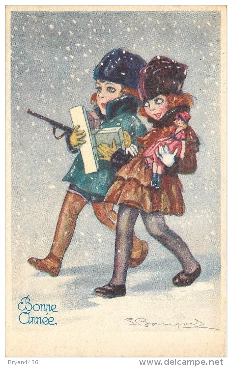 S. Bompard - Illustrateur - ** Bonne Année - Enfants - Jouets - Poupée ** - N° 567-1 - Cpa En Bon état. - Bompard, S.