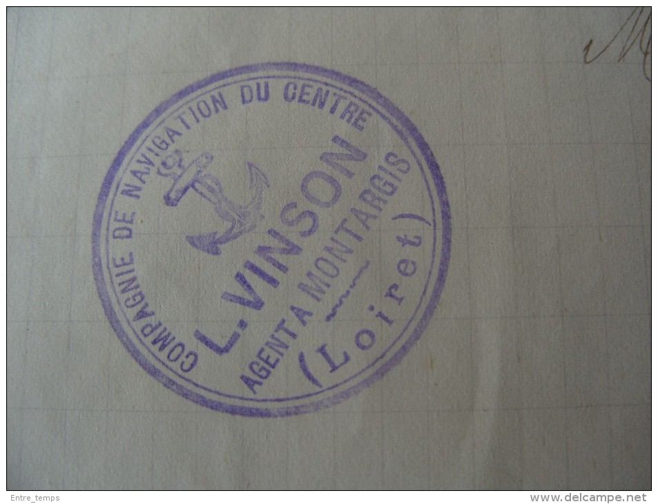 Cachet Sur Lettre Montargis Compagnie De Navigation Du Centre - Seals Of Generality