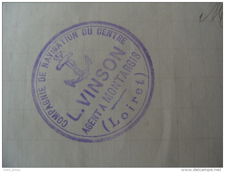 Cachet Sur Lettre Montargis Compagnie De Navigation Du Centre - Algemene Zegels