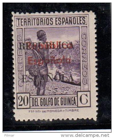 GUINEA Nº 243H. DOBLE SOBRECARGA, ROJA Y NEGRA. SIN CHARNELA. - Guinea Española