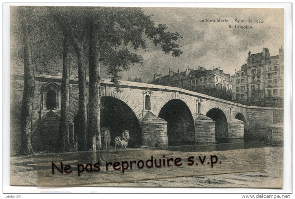 -  PARIS - Le Pont Marie - Salon De 1912, Chevaux Probablement De Halage, Non écrite, TBE, Scans. - Ponts