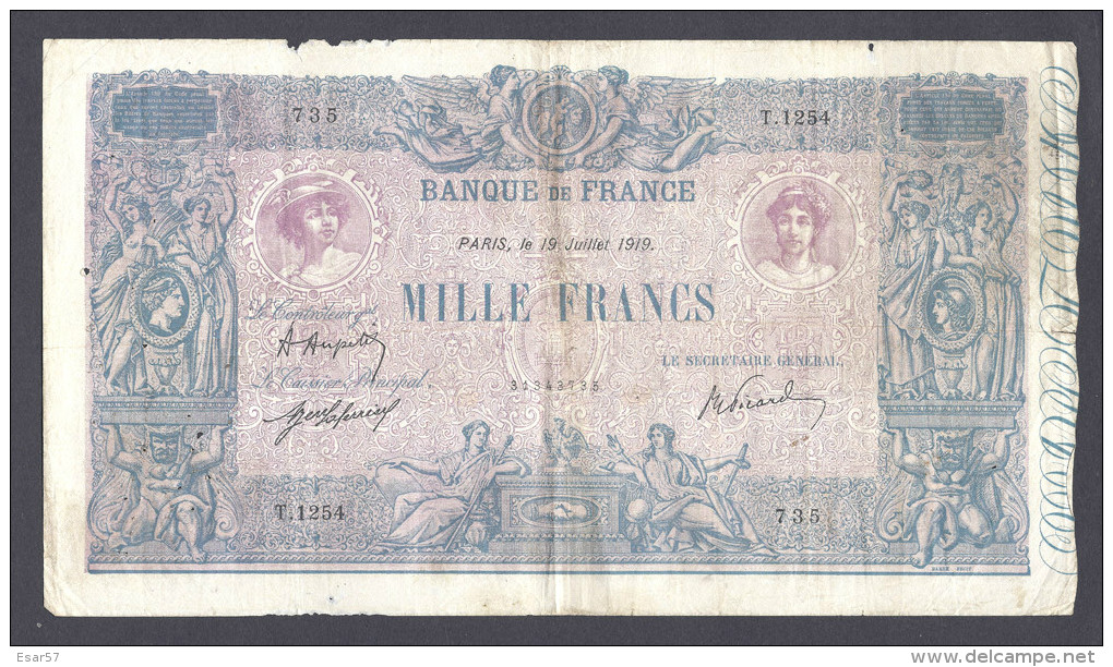 1000 Francs BLEU ET ROSE FRANCE 19 Juillet 1919 F.36.34 - 1 000 F 1889-1926 ''Bleu Et Rose''