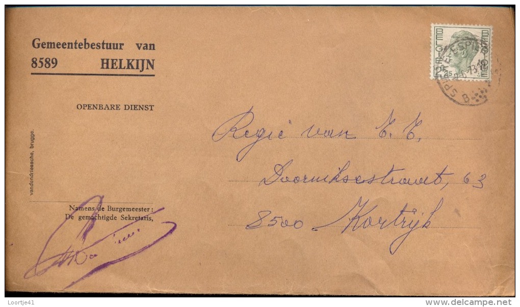 Omslag Enveloppe Gemeente - 8589 HELKIJN - 1973 - Briefe