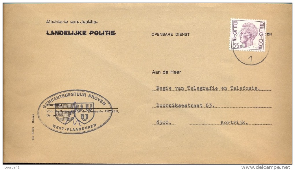 Omslag Enveloppe Gemeente PROVEN - Landelijke Politie 1976 - Briefe