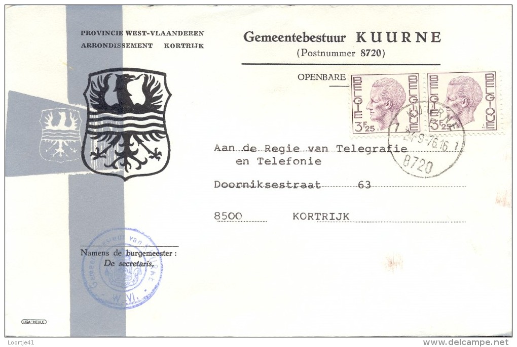 Omslag Enveloppe Gemeente 8720 - KUURNE - 1976 - Omslagen