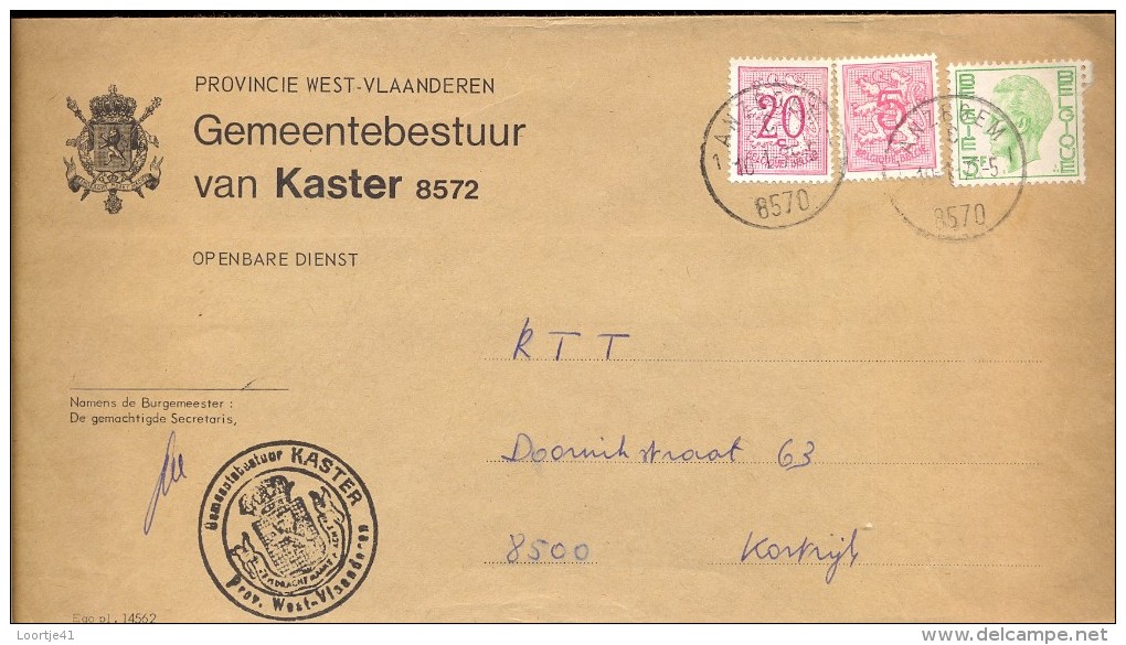 Omslag Enveloppe Gemeente - 8572 - KASTER - 1975 - Covers