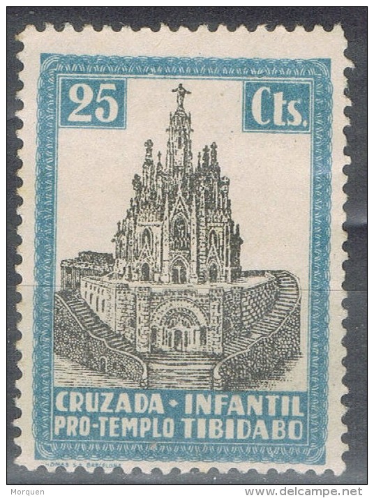 Viñeta 25 Cts  Cruzada Infantil Pro Templo TIBIDABO (barcelona) * - Variedades & Curiosidades