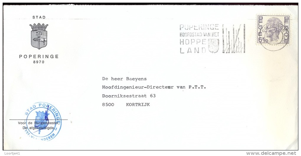 Omslag Enveloppe Gemeente - 8970 - POPERINGE - 1976 - Omslagen