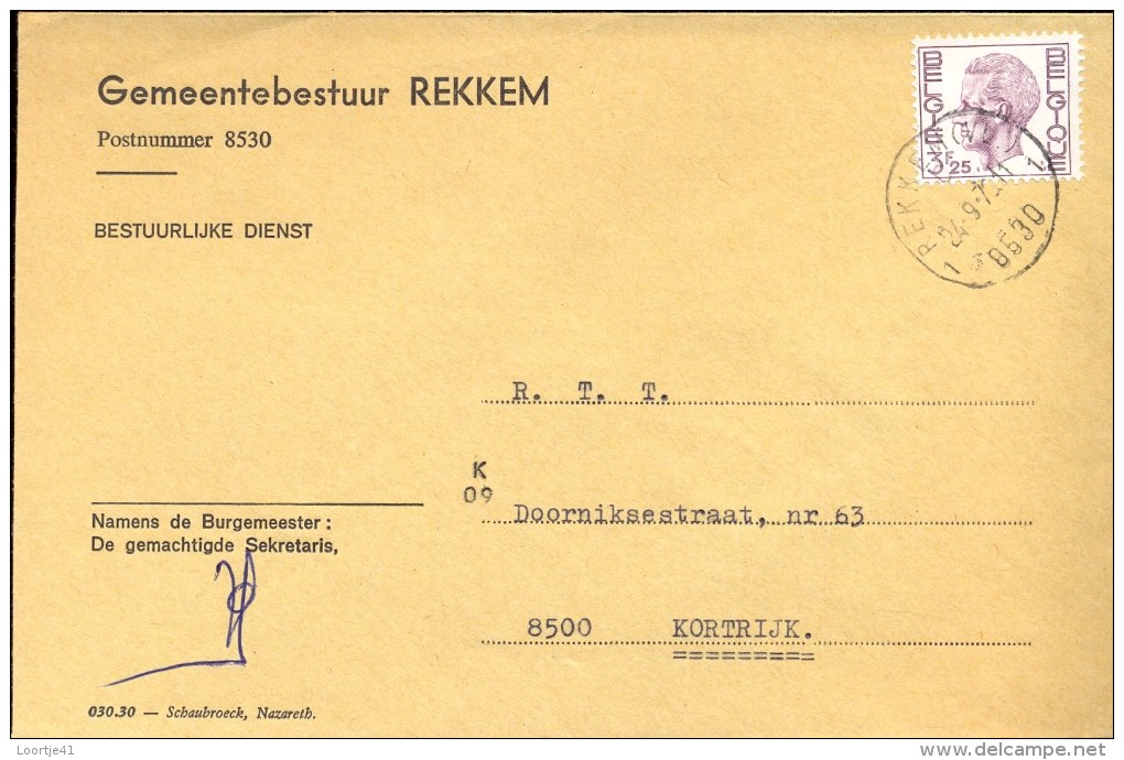 Omslag Enveloppe Gemeente - 8530 - REKKEM - 1979 - Briefe
