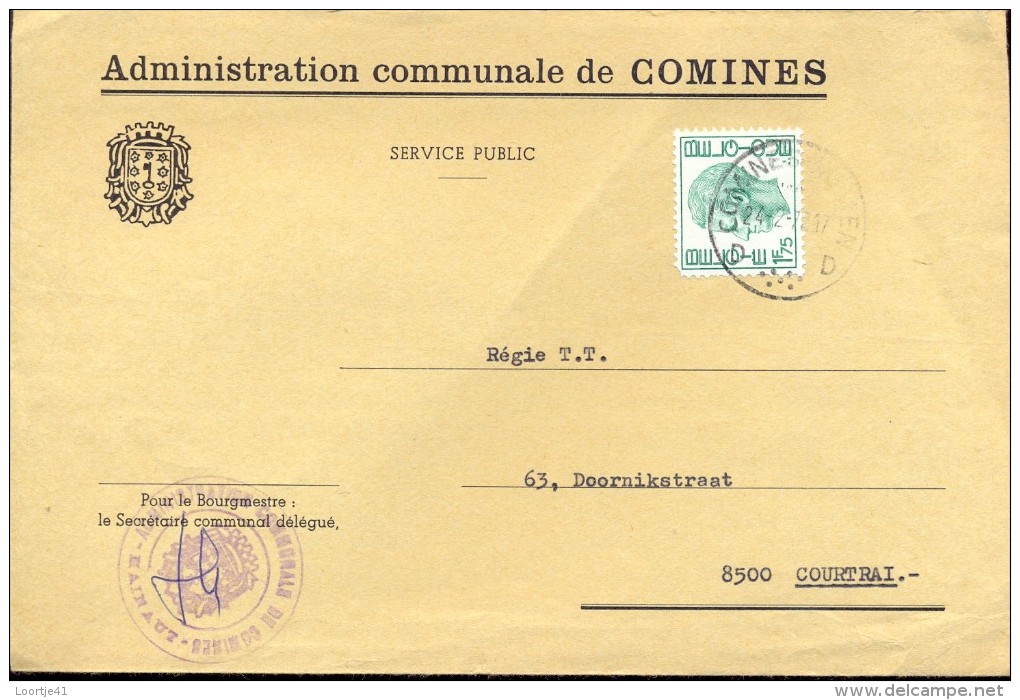 Omslag Enveloppe Gemeente - Commune De COMINES - 1972 - Omslagen