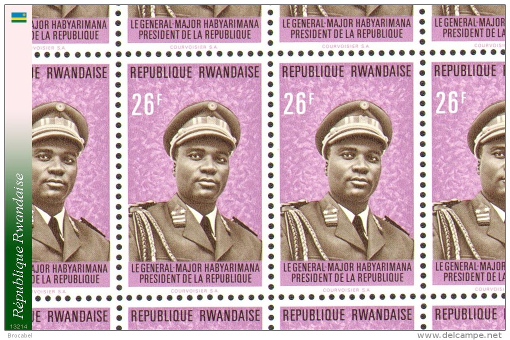 Rwanda 0576** 26F Président Habyarimana - Sheet Feuillet De 25 - Cote 17.5 Eur - Neufs