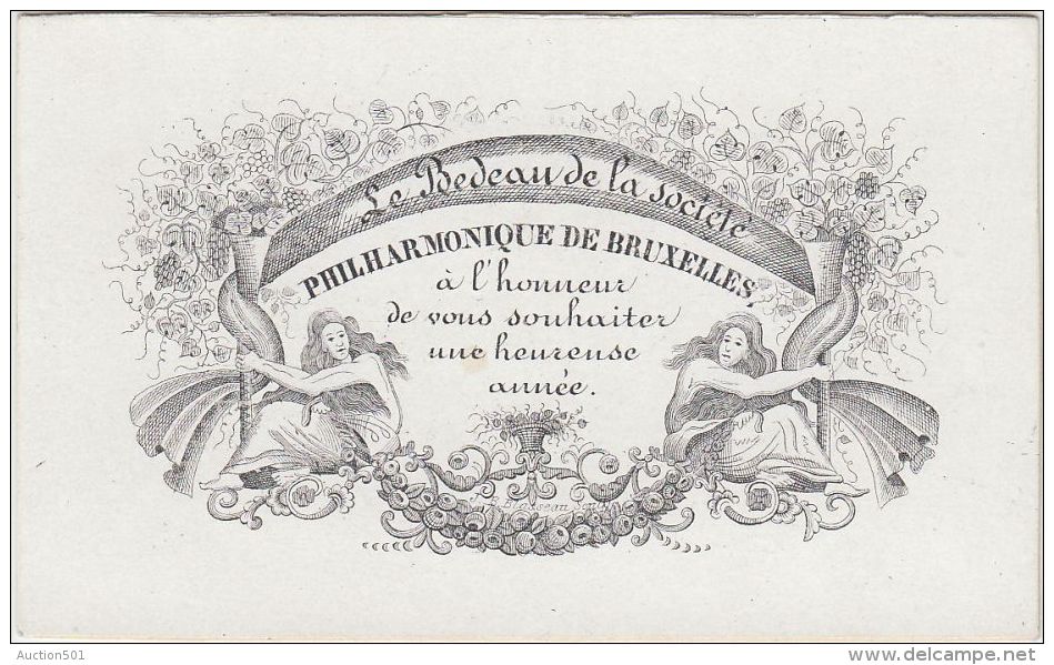 23354Mg Carte Porcelaine BEDEAU De La SOCIETE PHILHARMONIQUE De BRUXELLES - Heureuse Année - 9.4x5.7c - Visitekaartjes