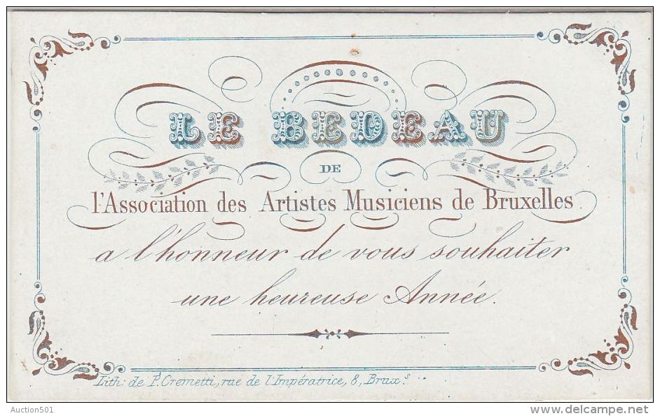 23361Mg Carte Porcelaine BEDEAU De L'ASSOCIATION ARTISTES MUSICIENS De BRUXELLES - Heureuse Année - 9.3x5.6c - Visiting Cards