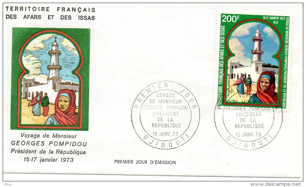 Pli En 1° Jour Du 15/1/1973 ( Voyage  De G-Pompidou  Président De La République Française )cote 25€ - Cartas & Documentos