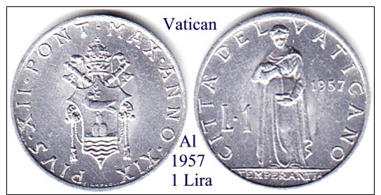 Vatican-1957, 1 Lira - Vatican