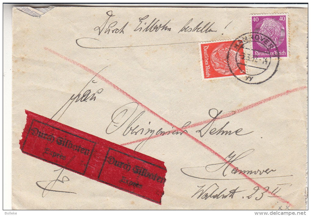 Allemagne - Empire - Lettre Exprès De 1937 - Oblitération Hannover - Briefe U. Dokumente