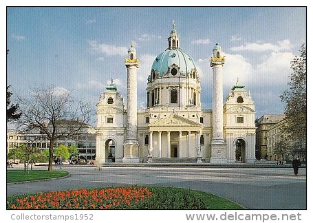 7138- POSTCARD, VIENNA- ST CHARLES CHURCH - Kirchen