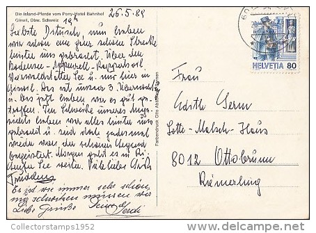 7174- POSTCARD, GISWIL- PONY RIDES AT STATION HOTEL - Giswil
