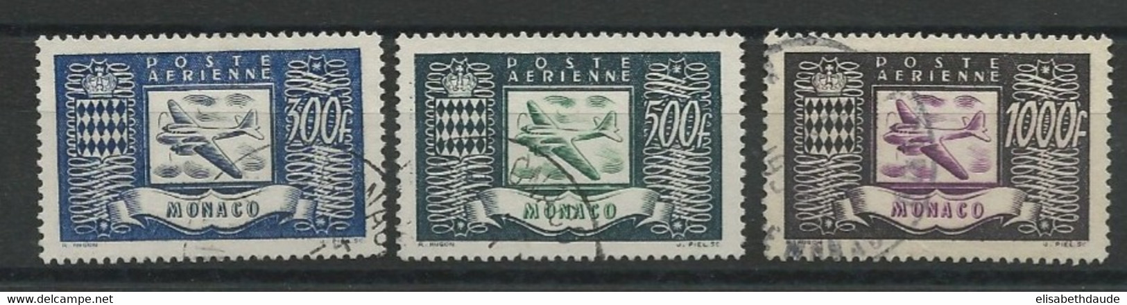 MONACO - 1949 - YVERT AERIEN N°42/44 - OBLITERES - COTE = 222 EUR. - - Used Stamps